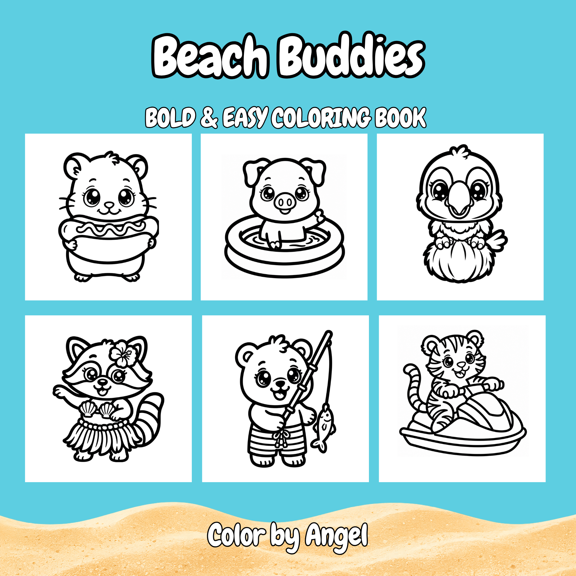 Beach buddies - Bold and easy coloring book
