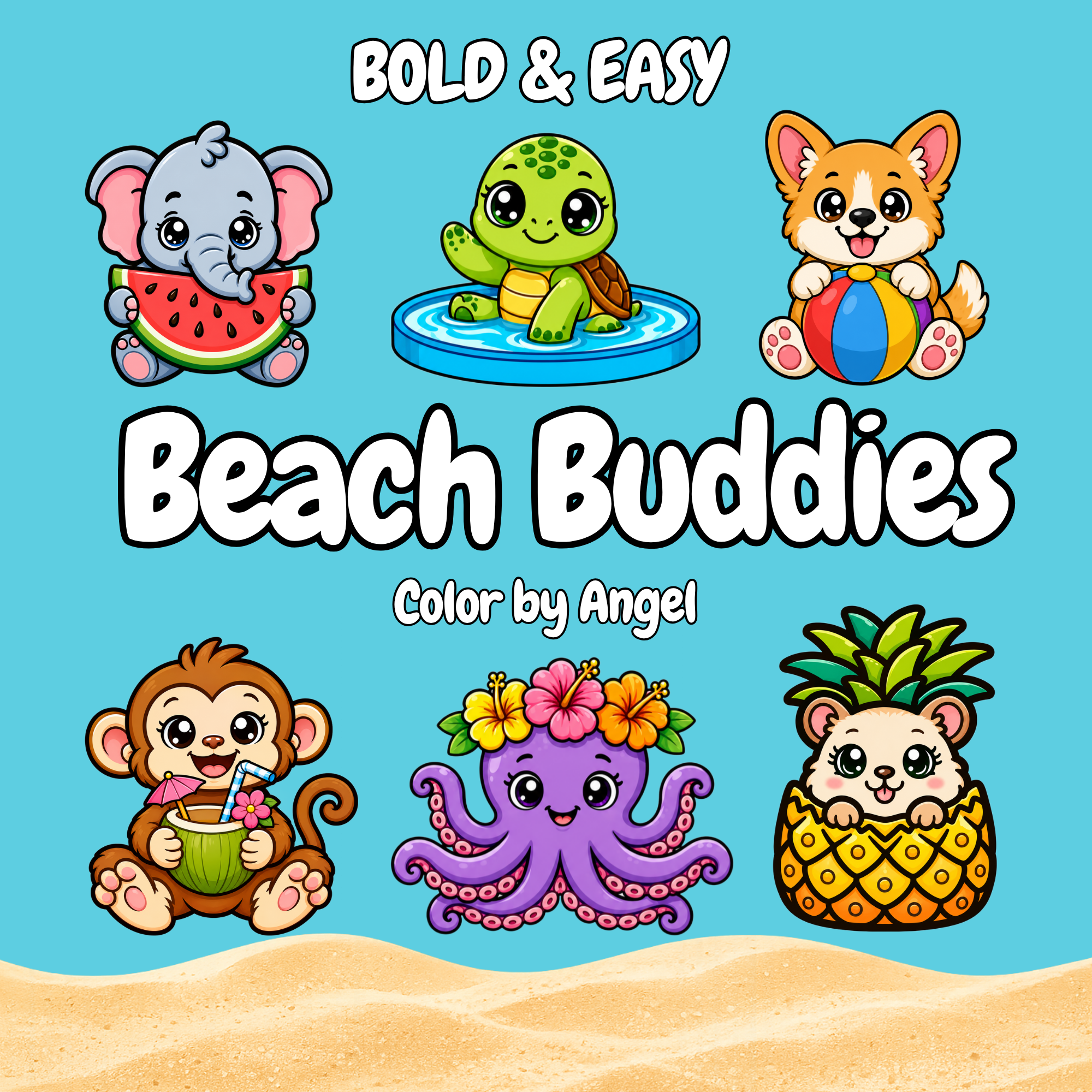 Beach buddies - Bold and easy coloring book