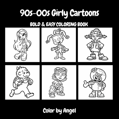 90’s - 00s Girly Cartoons & Easy Coloring Book