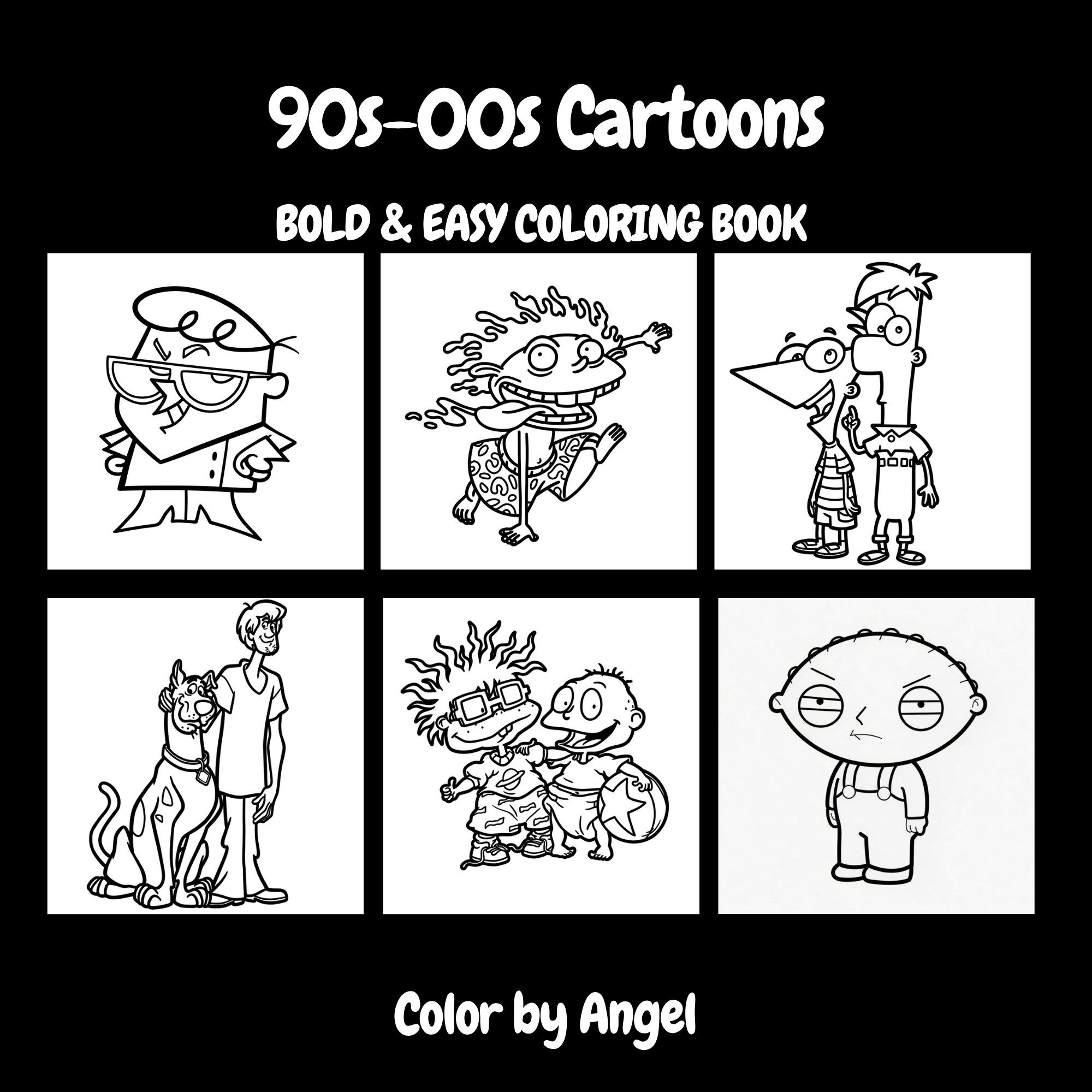 90’s - 00s Cartoons & Easy Coloring Book