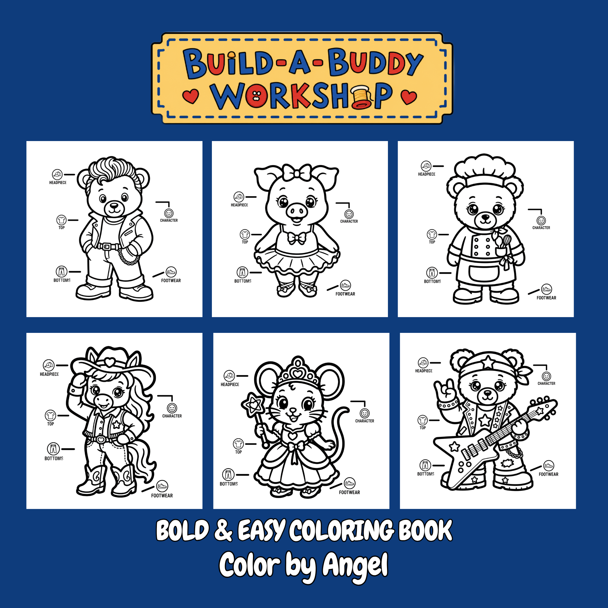 Build-A-Buddy Workshop Bold & Easy Coloring Book