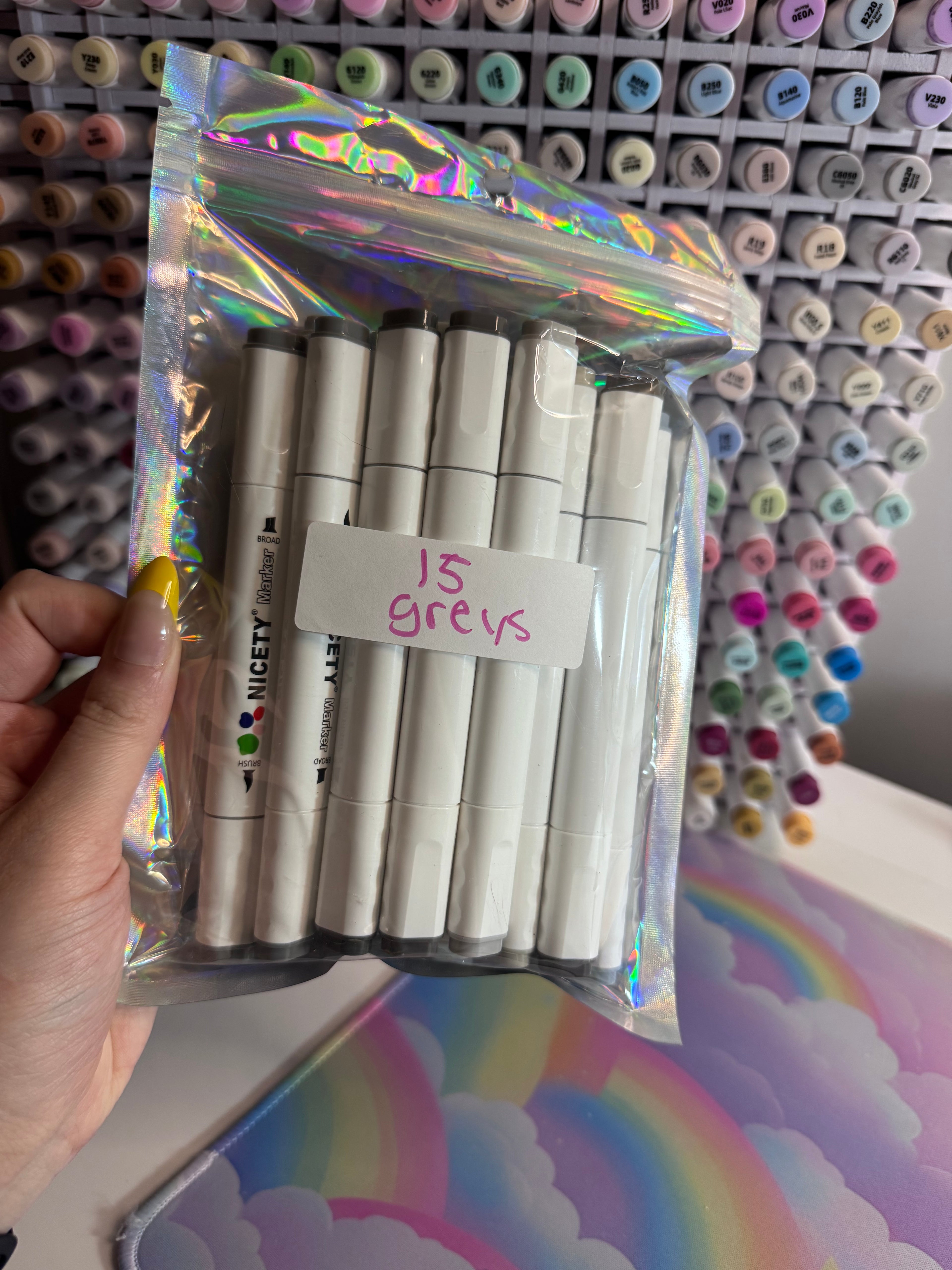 Nicety markers - 15 greys (mix of light dark cool and warm greys)